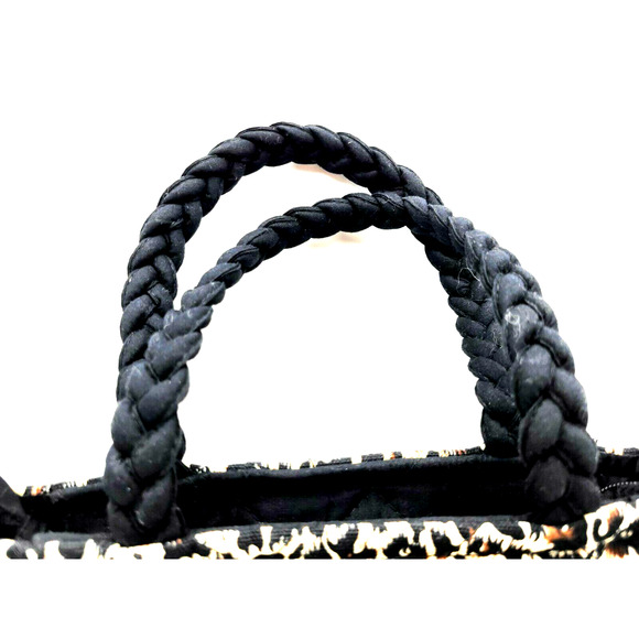 NaRaYa Small Black Handbag Cotton Jungle Print 8x7x5" - Picture 3 of 8